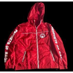Prophets Of Rage Men’s Small Polyester Hooded Full Zip Jacket Red Rain NWOT